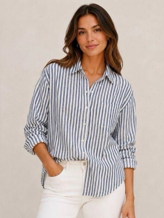 Banana Republic Tops - Banana Republic Blue & White striped linen button down blouse